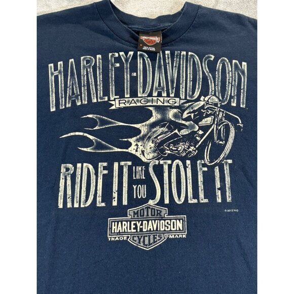 Harley Davidson Shirt Men's Medium Blue Ride it like You Stole it Tshirt - Picture 4 of 8